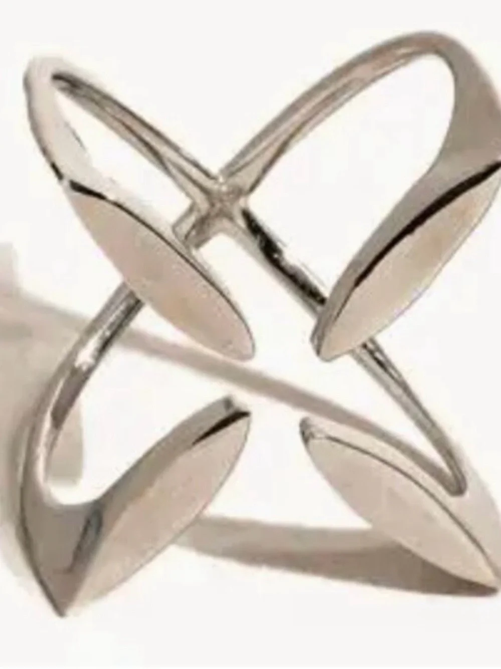 Peliah Stainless Steel w/ 18k white gold plating! X Cross ring Size 7. NWOT